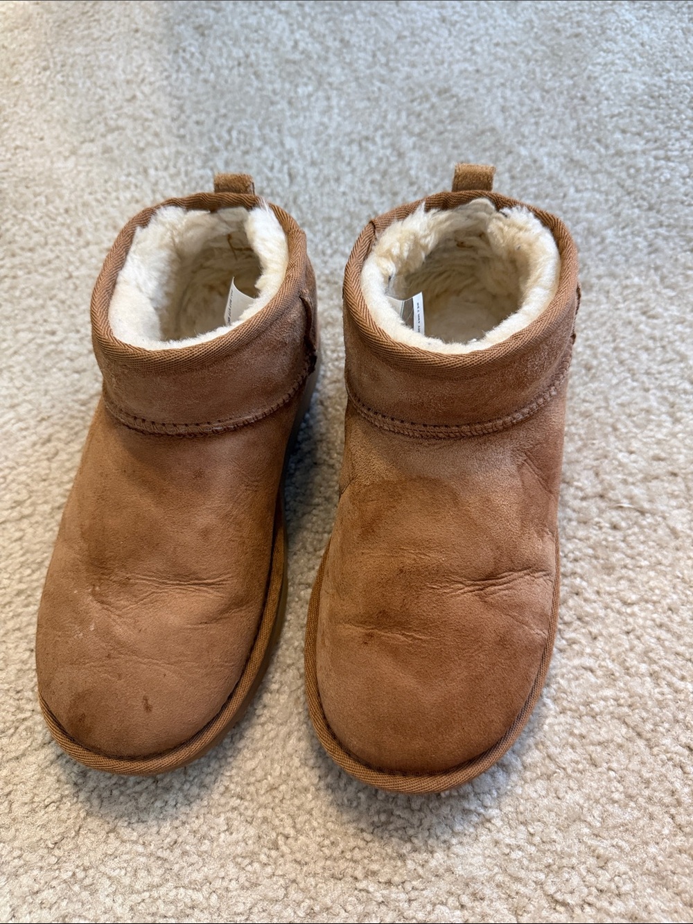 UGG Chestnut Suede Shearling-Lined Slip-On Ankle Booties